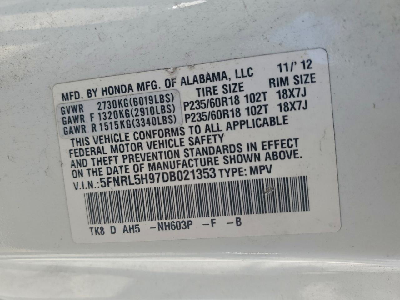 Honda Odyssey Touring Image 14